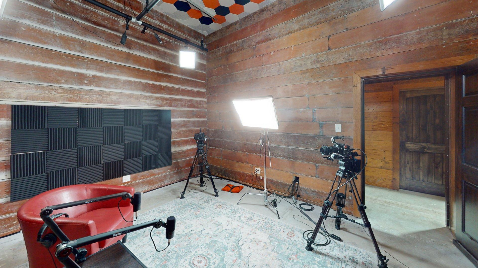 Podcast and media room setup at Forest West Offices